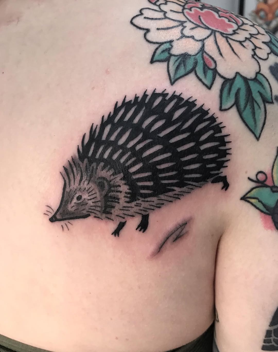 Charming black and grey hedgehog tattoo design Tattoo Design