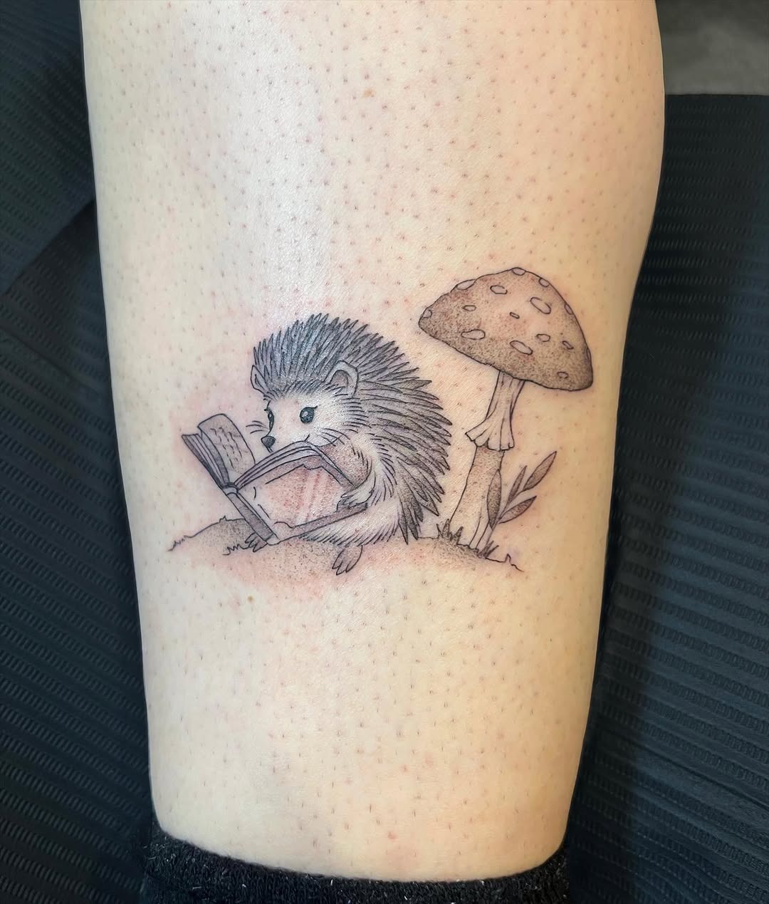 Charming hedgehog exploring nature's wonders Tattoo Design