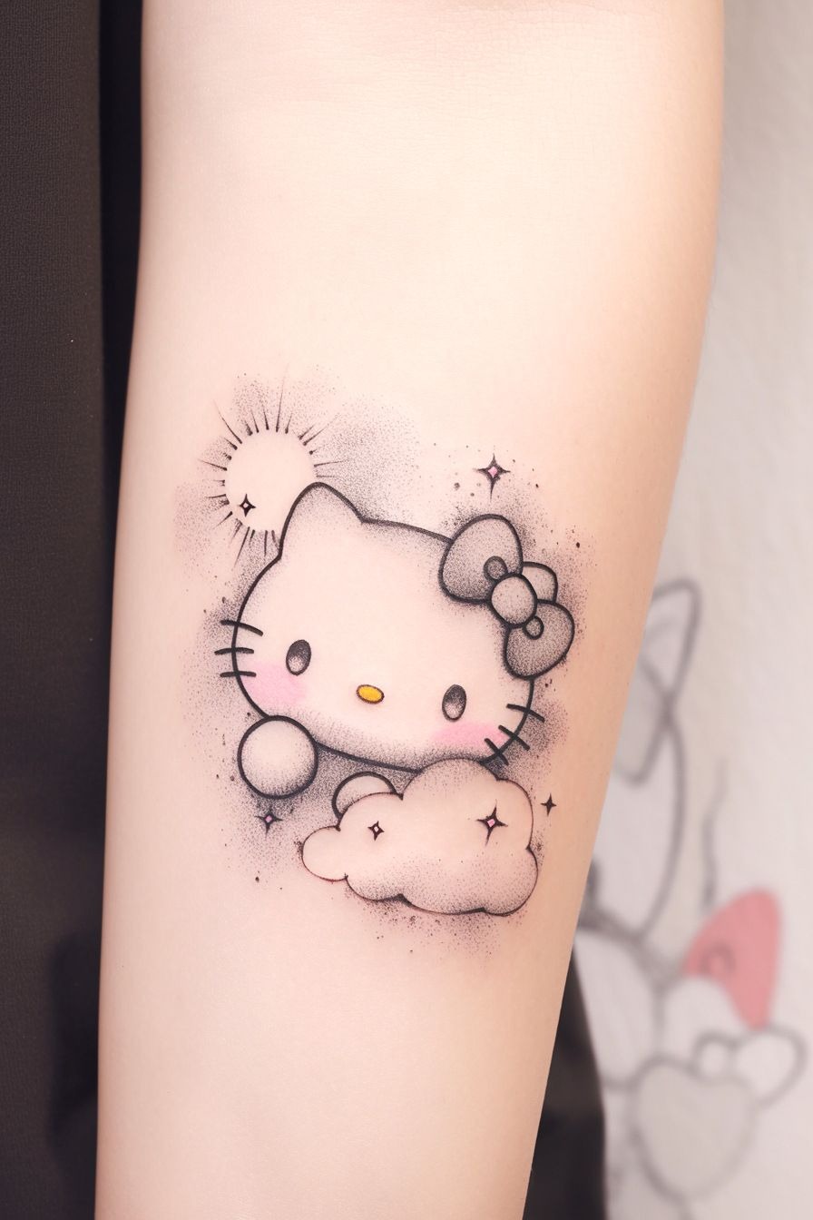 Cloud and Stars Hello Kitty Tattoo Tattoo Design