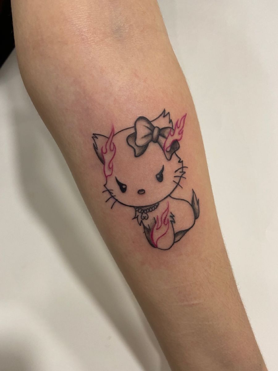 Pink Flame Goth Hello Kitty Tattoo Tattoo Design