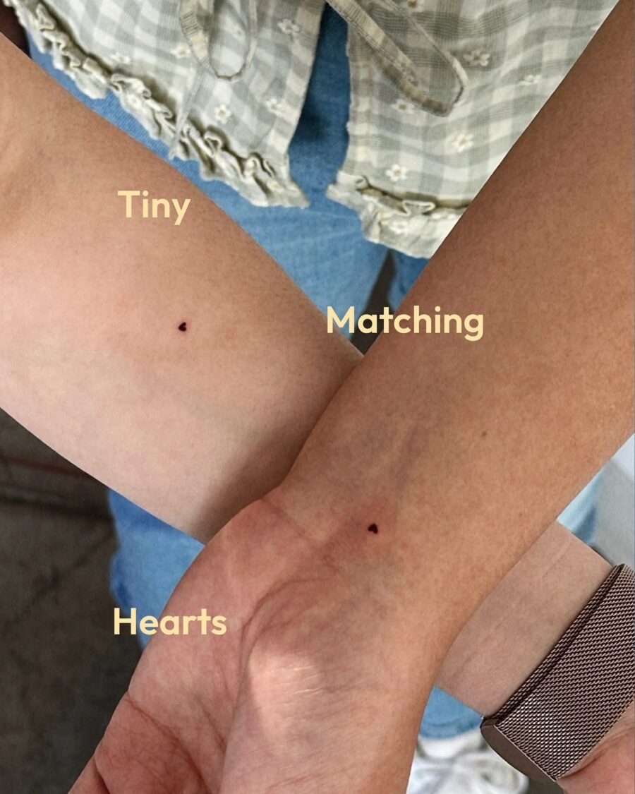 Delicate matching heart tattoos for friends Tattoo Design