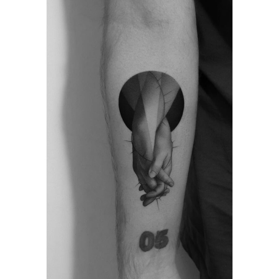 Elegant hands tattoo with geometric design Tattoo Design