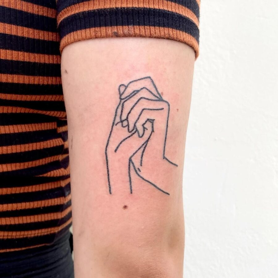 Minimalist hands intertwined tattoo design Tattoo Design