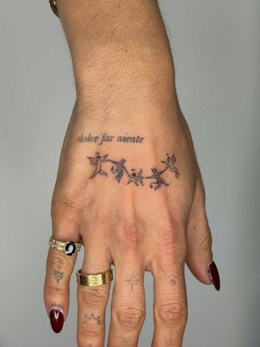 Playful tattoo celebrating connection and joy Tattoo Design
