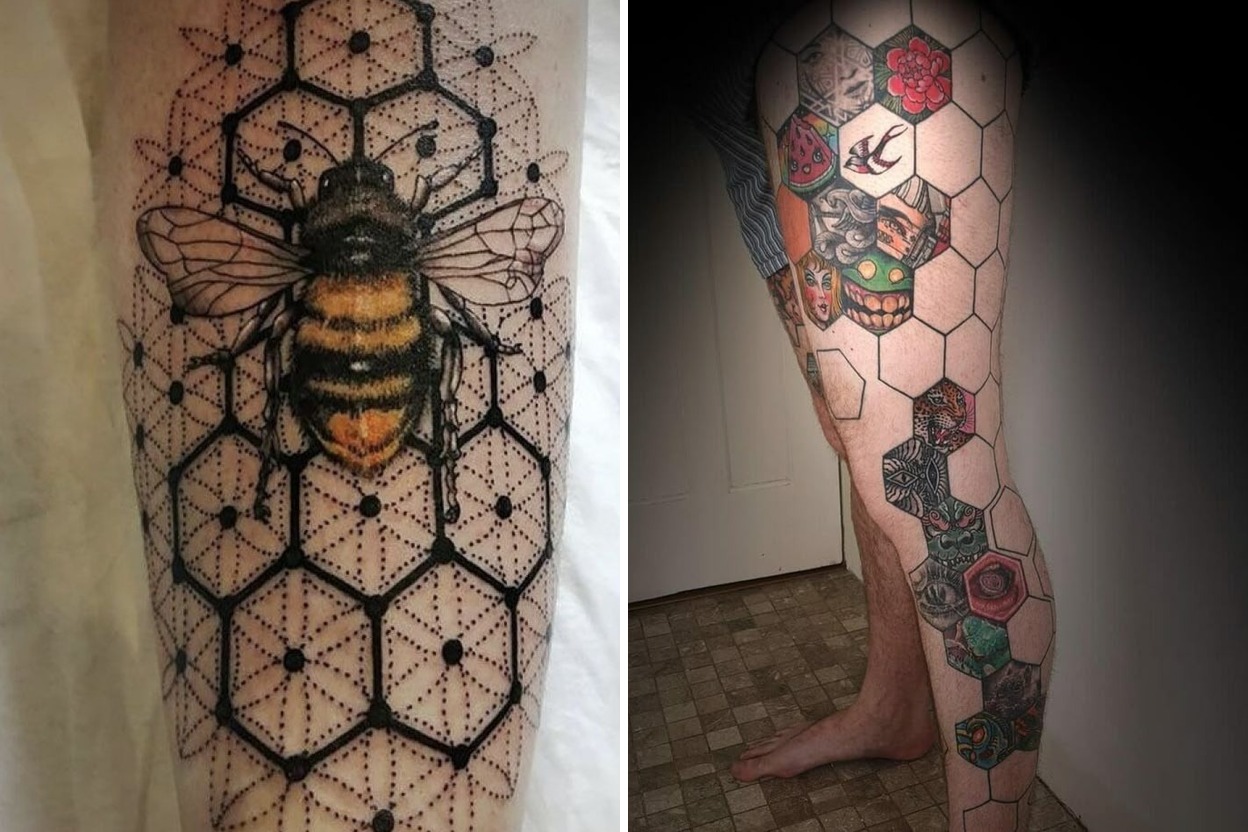 31+ Honeycomb Tattoo Ideas & Inspiration Featured Lookbook Collage
