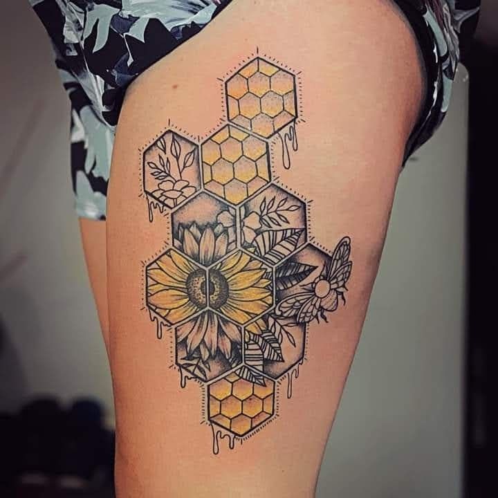 Minimalist Honeycomb Wrist Band Tattoo Design