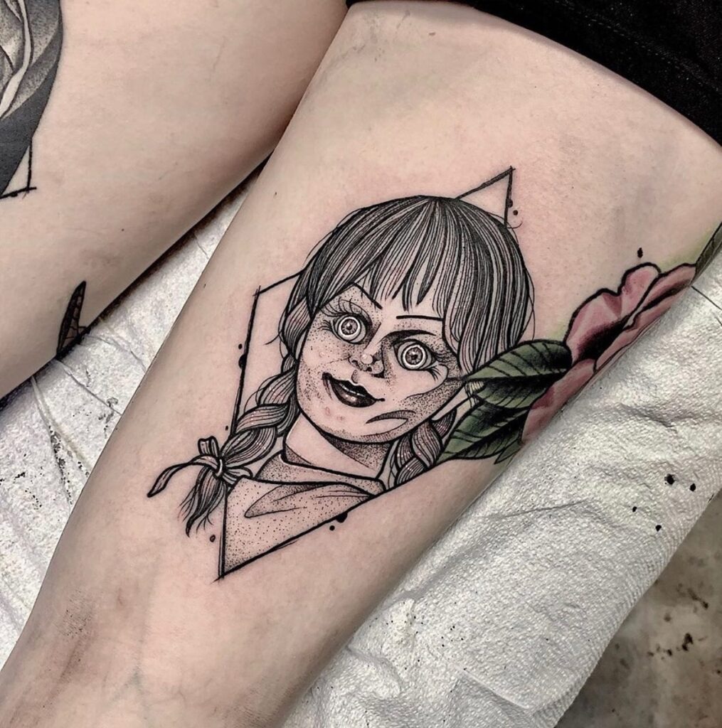 Ghostface with Flowers Tattoo Tattoo Design