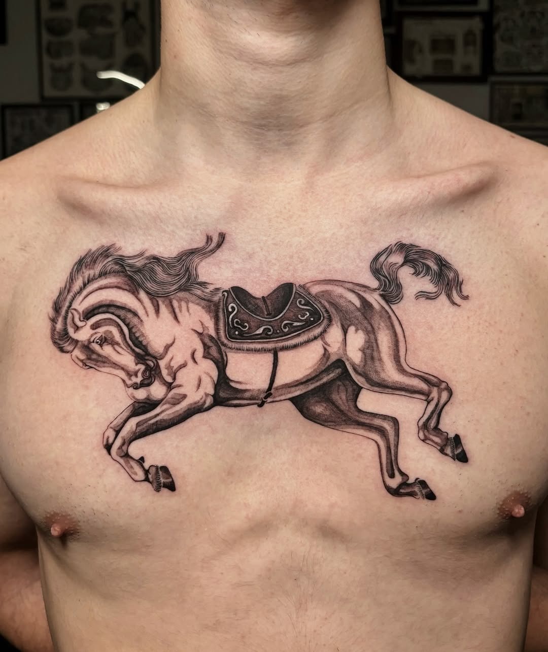Majestic horse tattoo with nostalgic elegance Tattoo Design