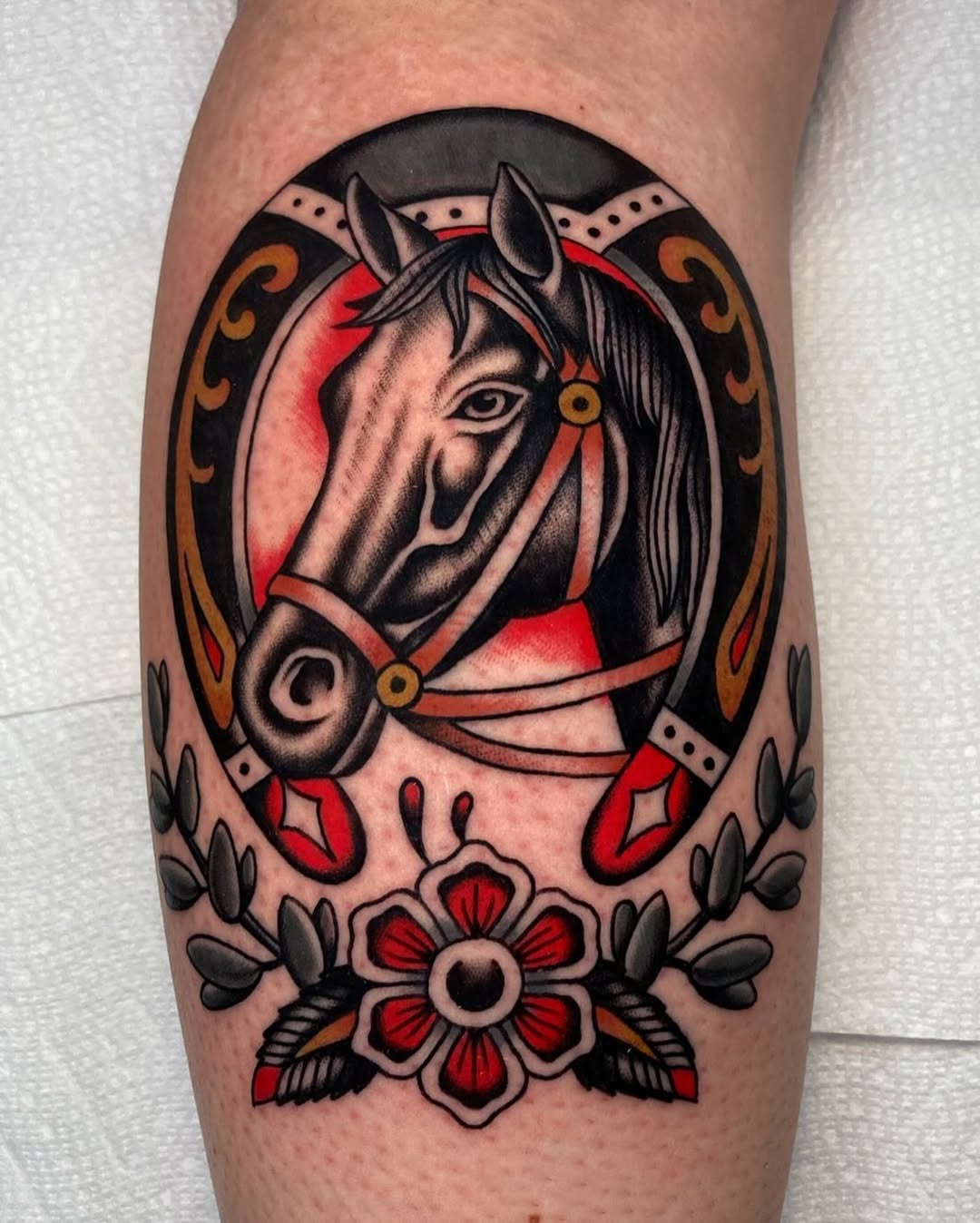 Stunning black and red horse tattoo design Tattoo Design