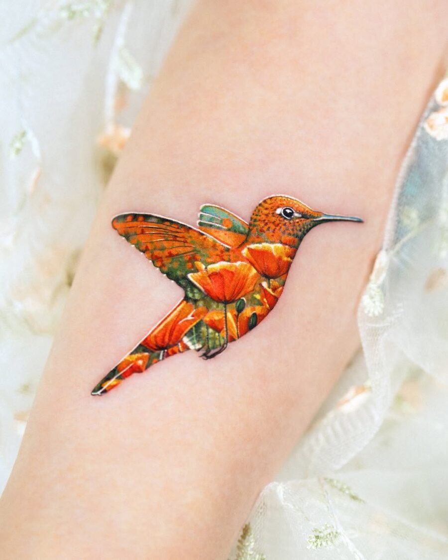 A Stunning Colorful Hummingbird Tattoo Design Tattoo Design