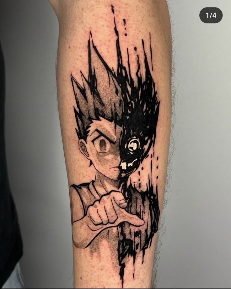 Playful Danger - Hisoka's Smirk in Color Tattoo Design