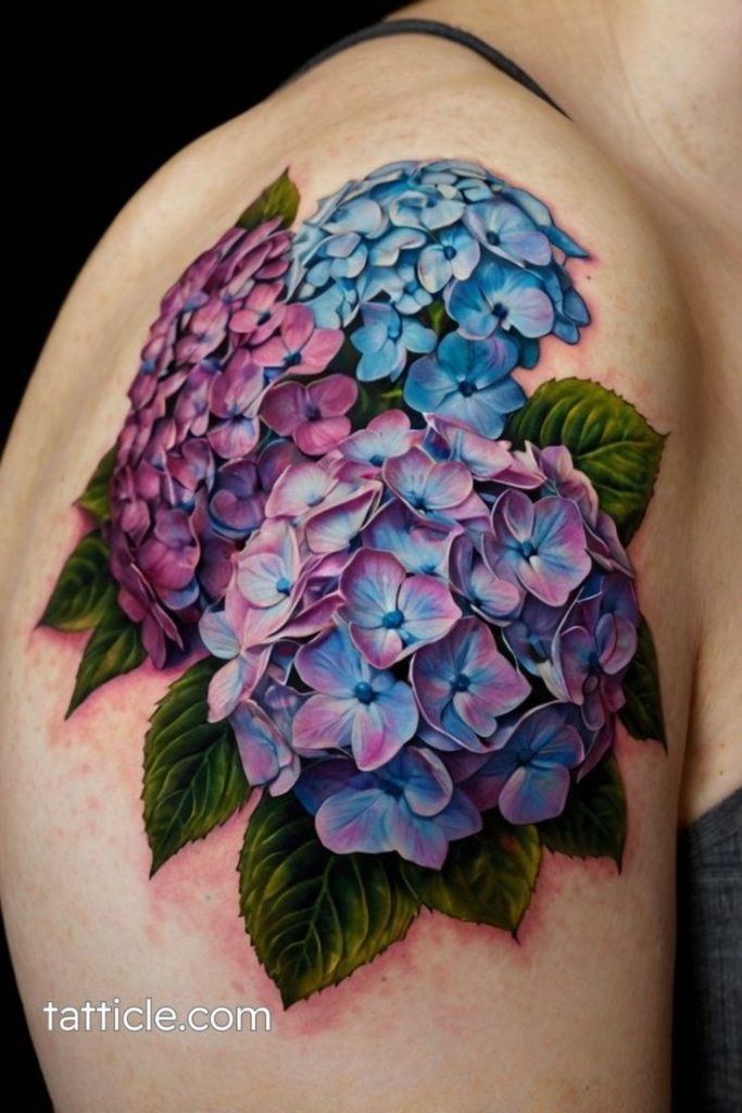 Hydrangea, Berries, and Bee Forearm Tattoo Tattoo Design