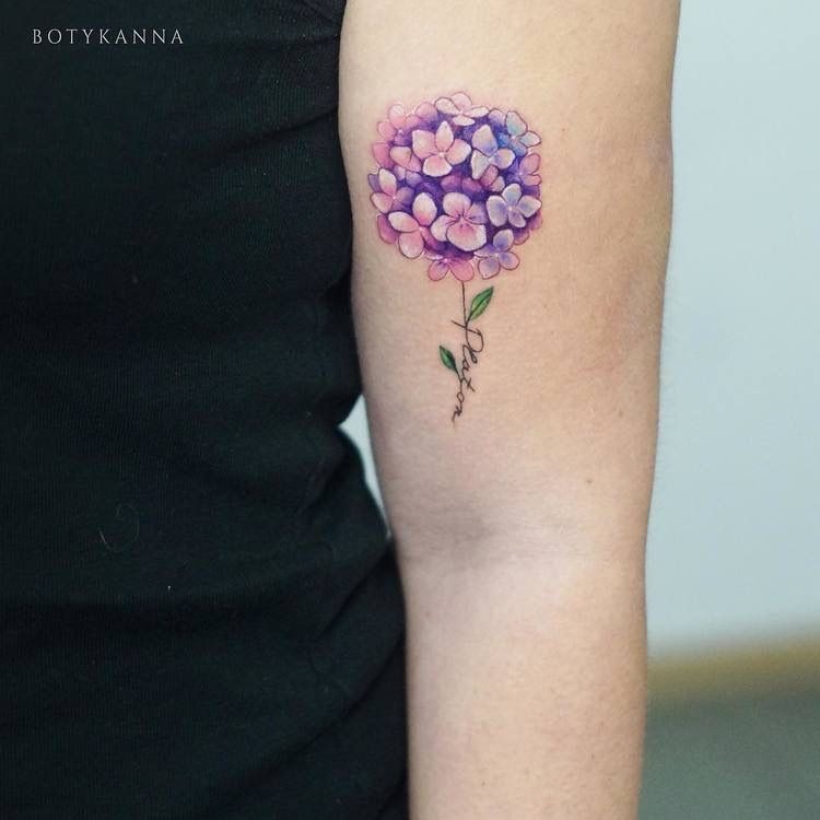 Pastel Hydrangea Shoulder Cluster Tattoo Design