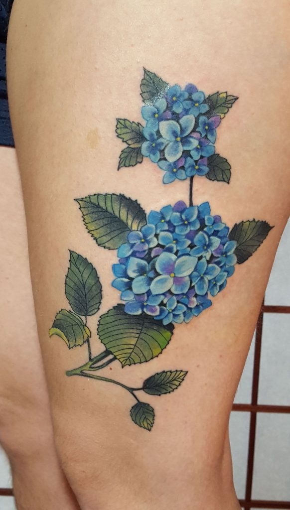 Watercolor Hydrangea Bouquet Tattoo Tattoo Design