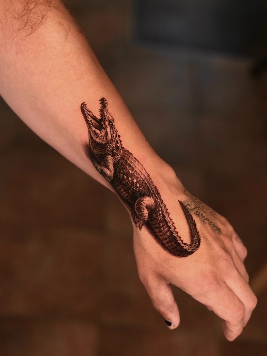 Incredible hyper realistic crocodile tattoo design Tattoo Design