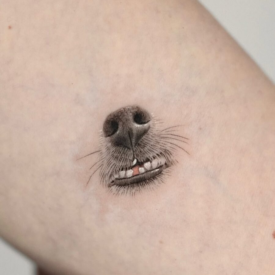 Incredible hyper-realistic dog nose tattoo art Tattoo Design