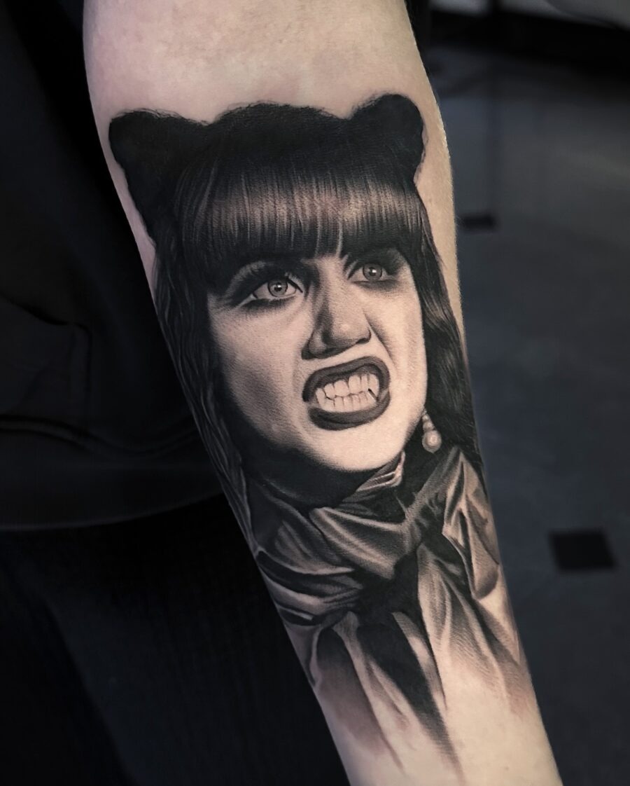 Striking portrait with fierce expression and detail Tattoo Design