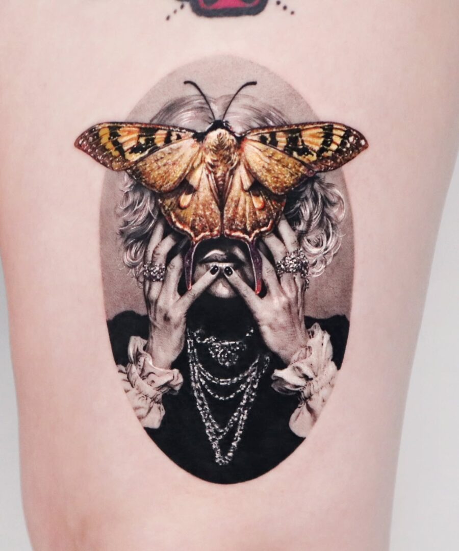 Stunning Butterfly Adorning Face Tattoo Design Tattoo Design