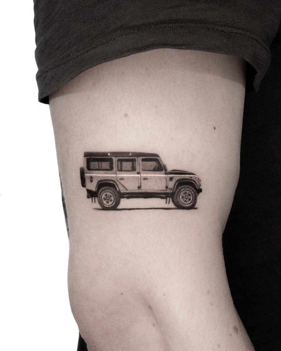 Stunning car tattoo with realistic details Tattoo Design