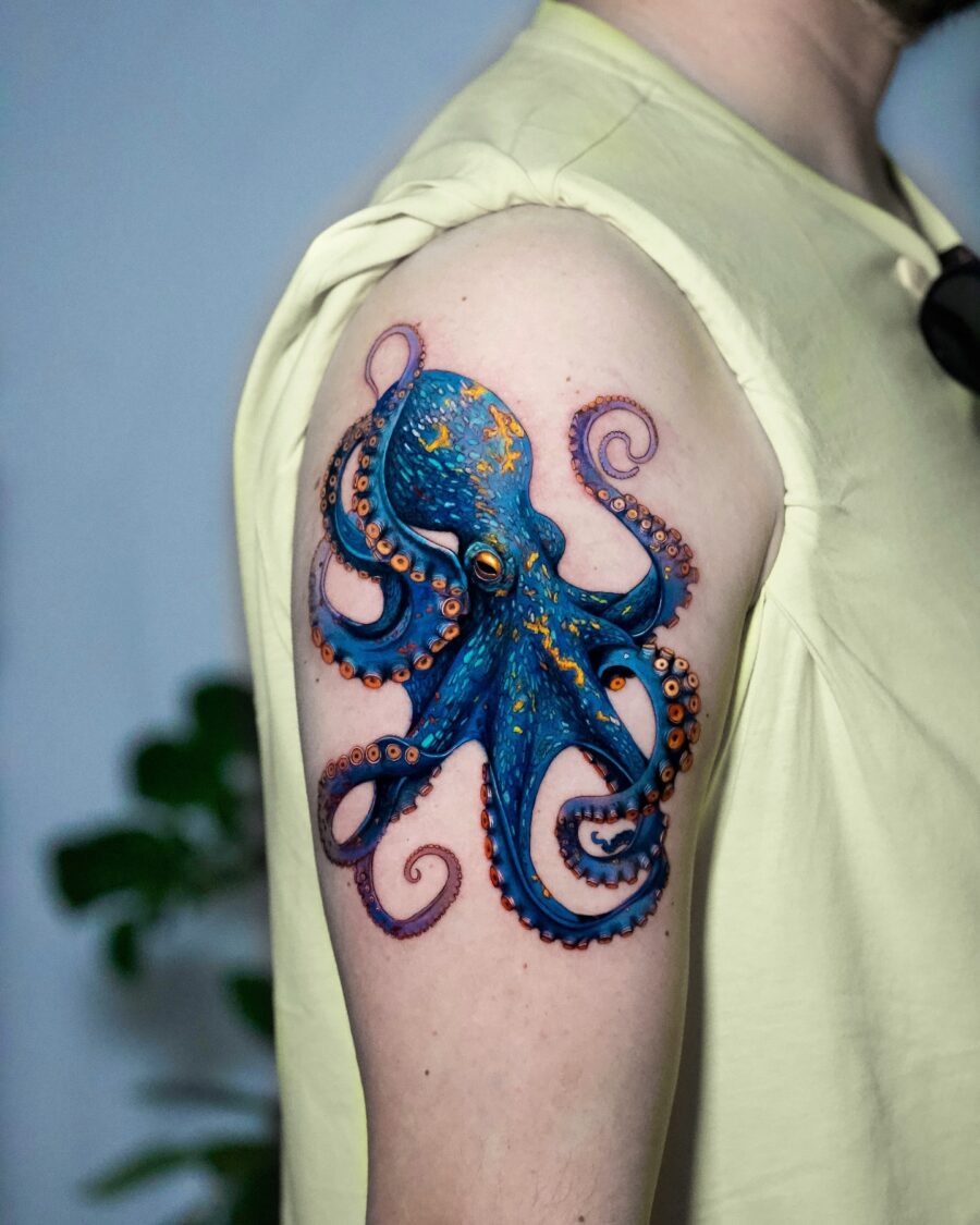Stunning octopus tattoo with vibrant colors Tattoo Design