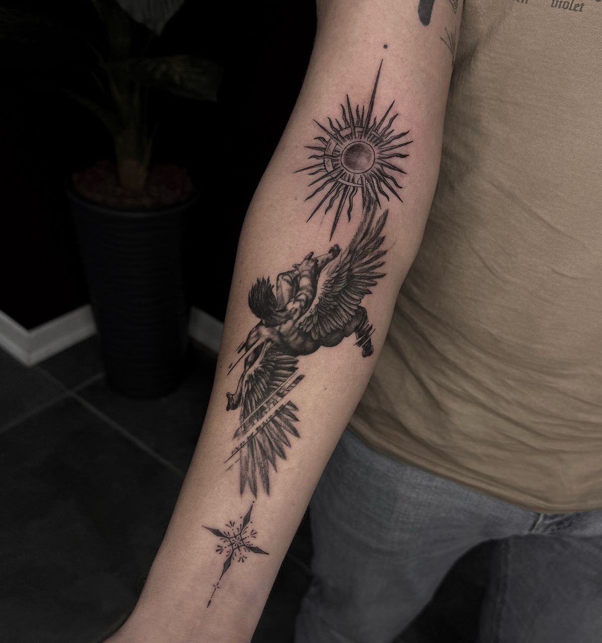 Icarus Falling Toward the Sun Tattoo Design