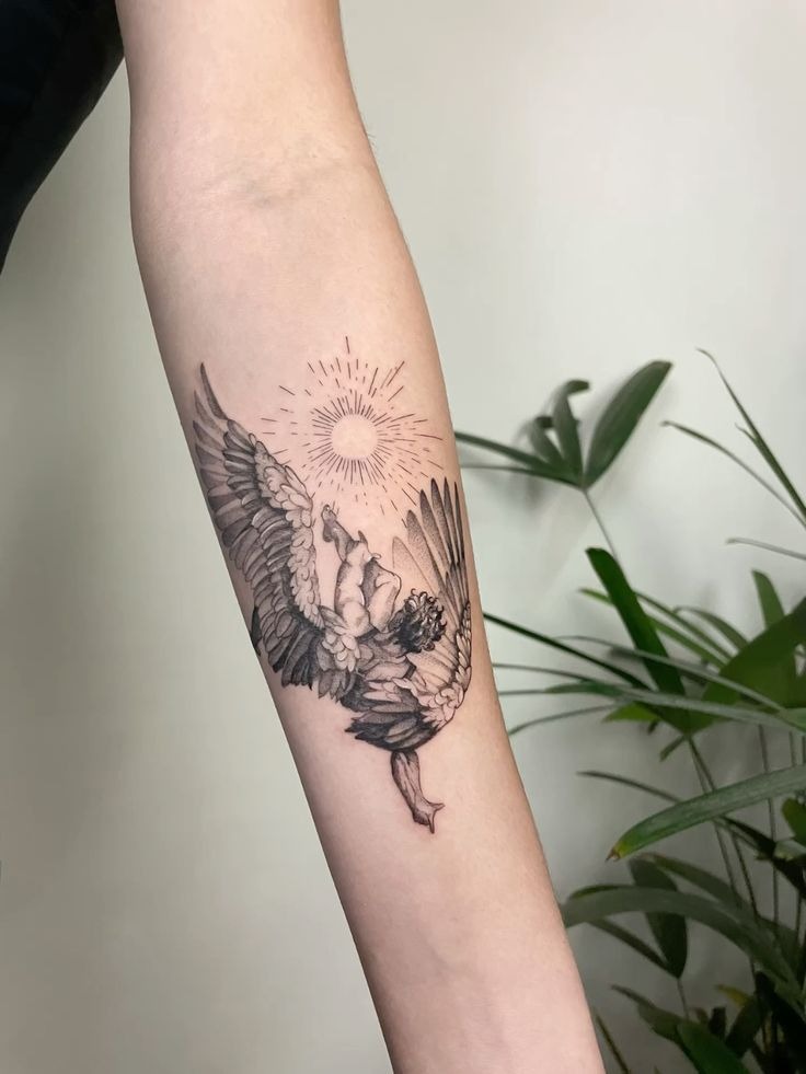 Sunlit Icarus Forearm Tattoo Tattoo Design