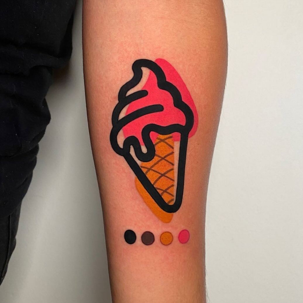 Bold and playful ice cream cone tattoo design Tattoo Design