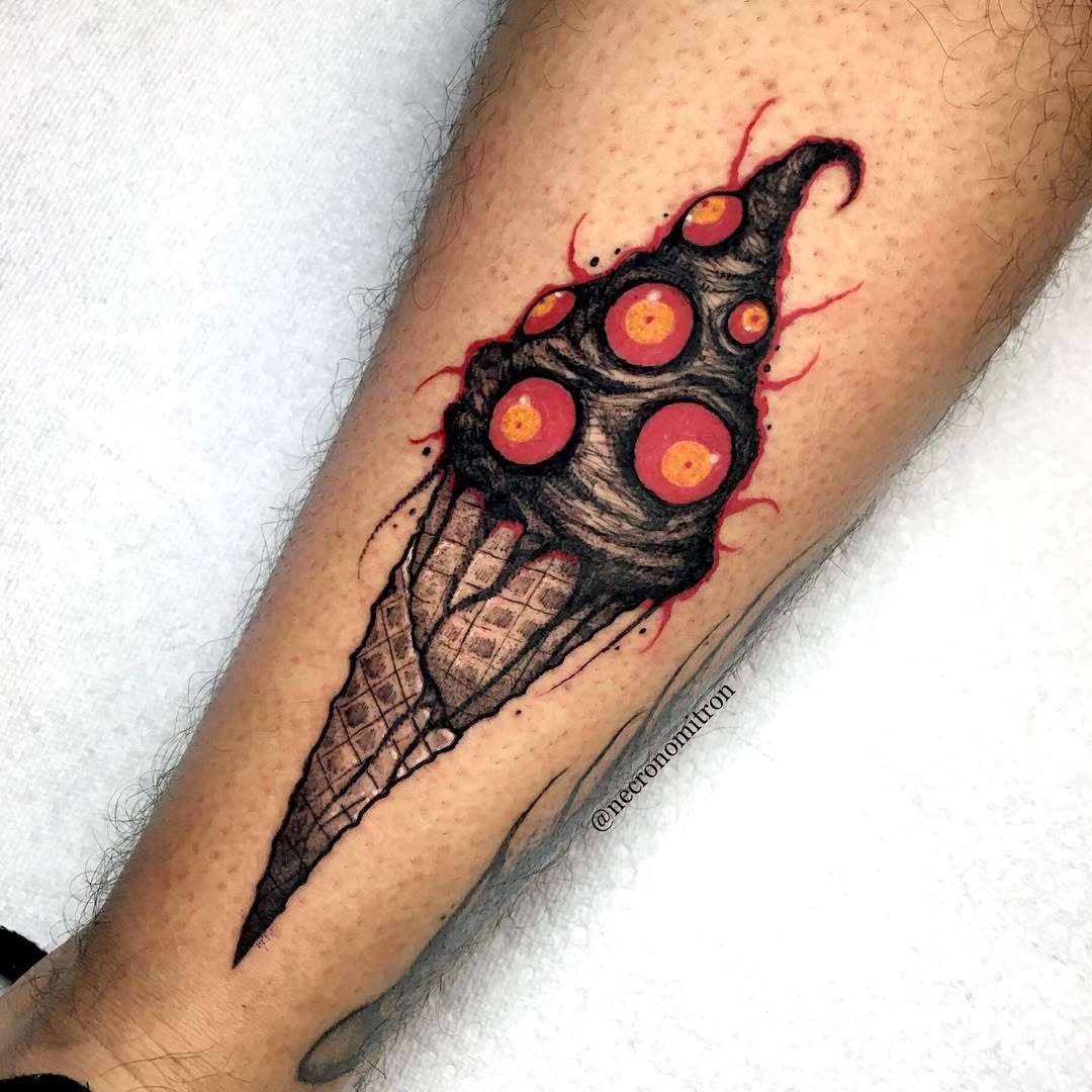 Bold and unique ice cream cone tattoo style Tattoo Design
