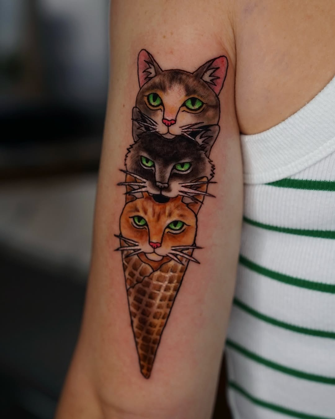 Colorful cats in an ice cream cone tattoo Tattoo Design