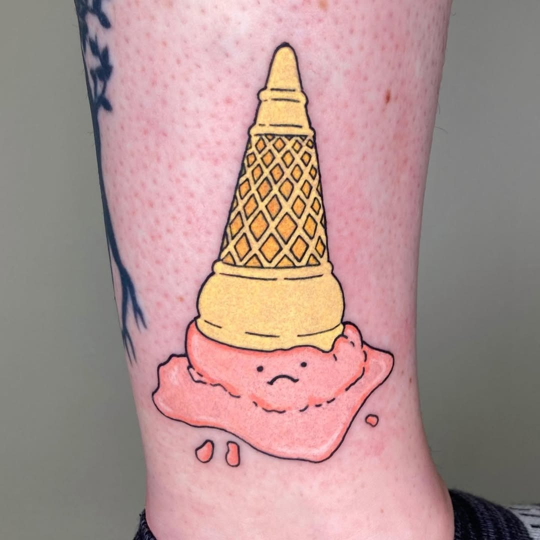 Delightful melting ice cream cone tattoo Tattoo Design