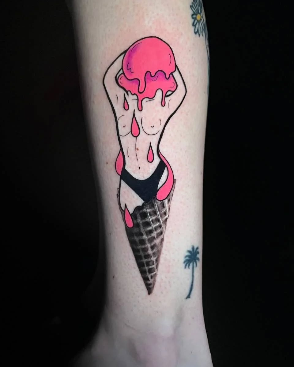 Playful ice cream tattoo design with a twist Tattoo Design