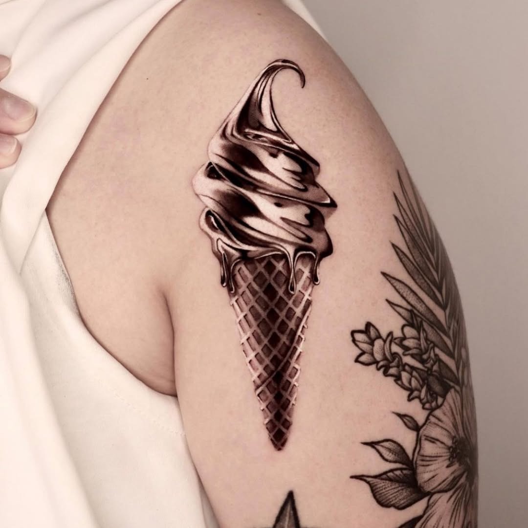 Realistic soft serve ice cream tattoo design Tattoo Design