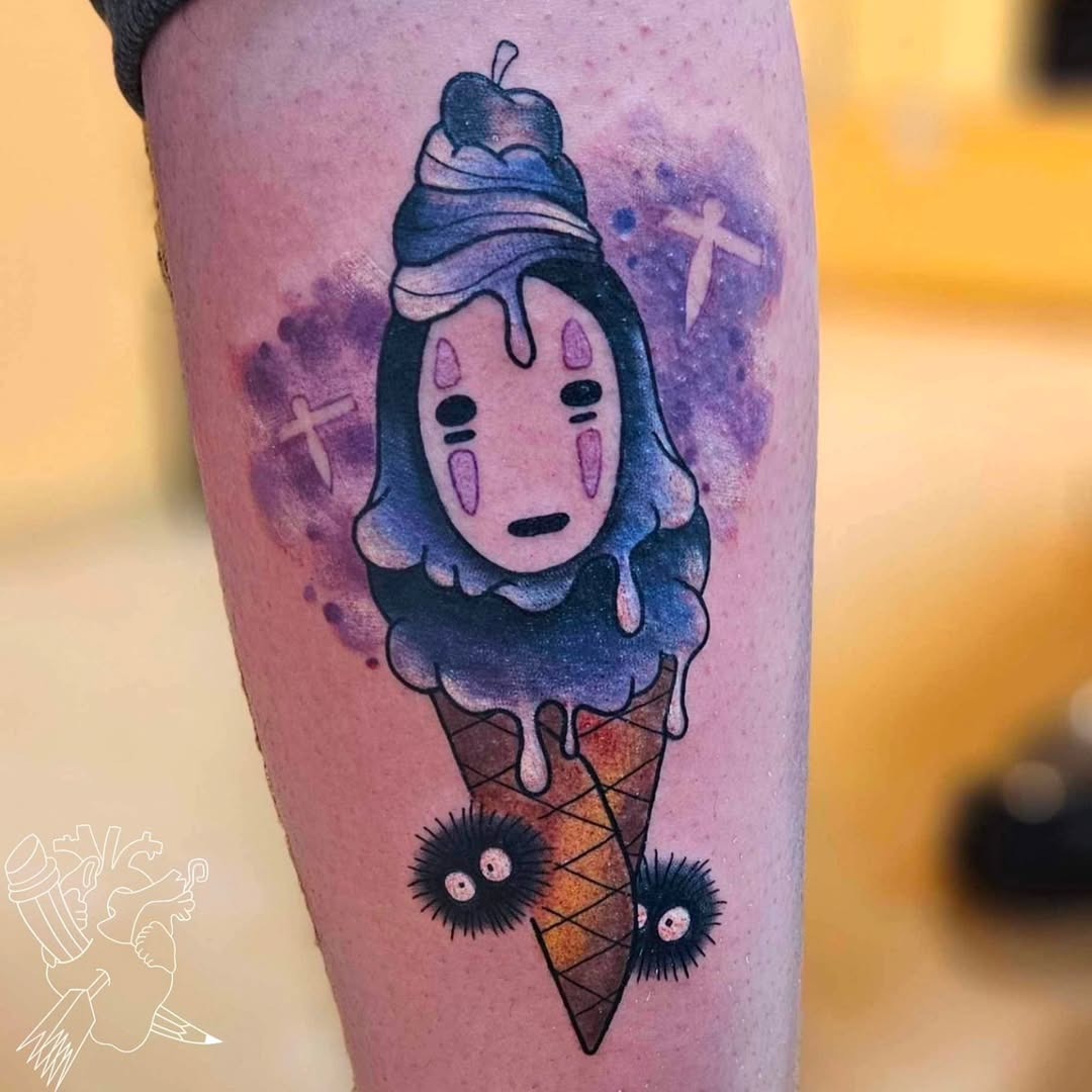 Unique ice cream tattoo inspired by spirits Tattoo Design