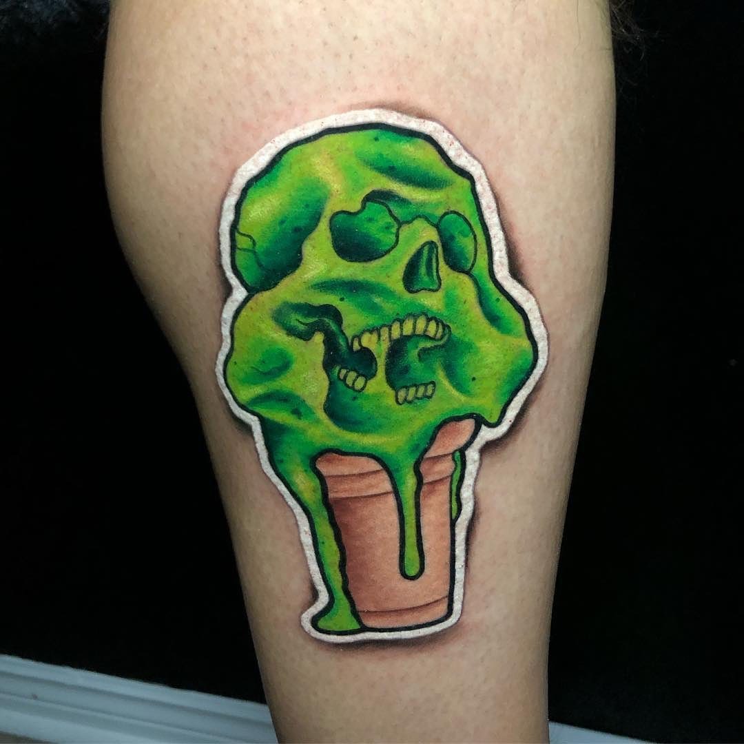 Whimsical skull ice cream cone tattoo art Tattoo Design