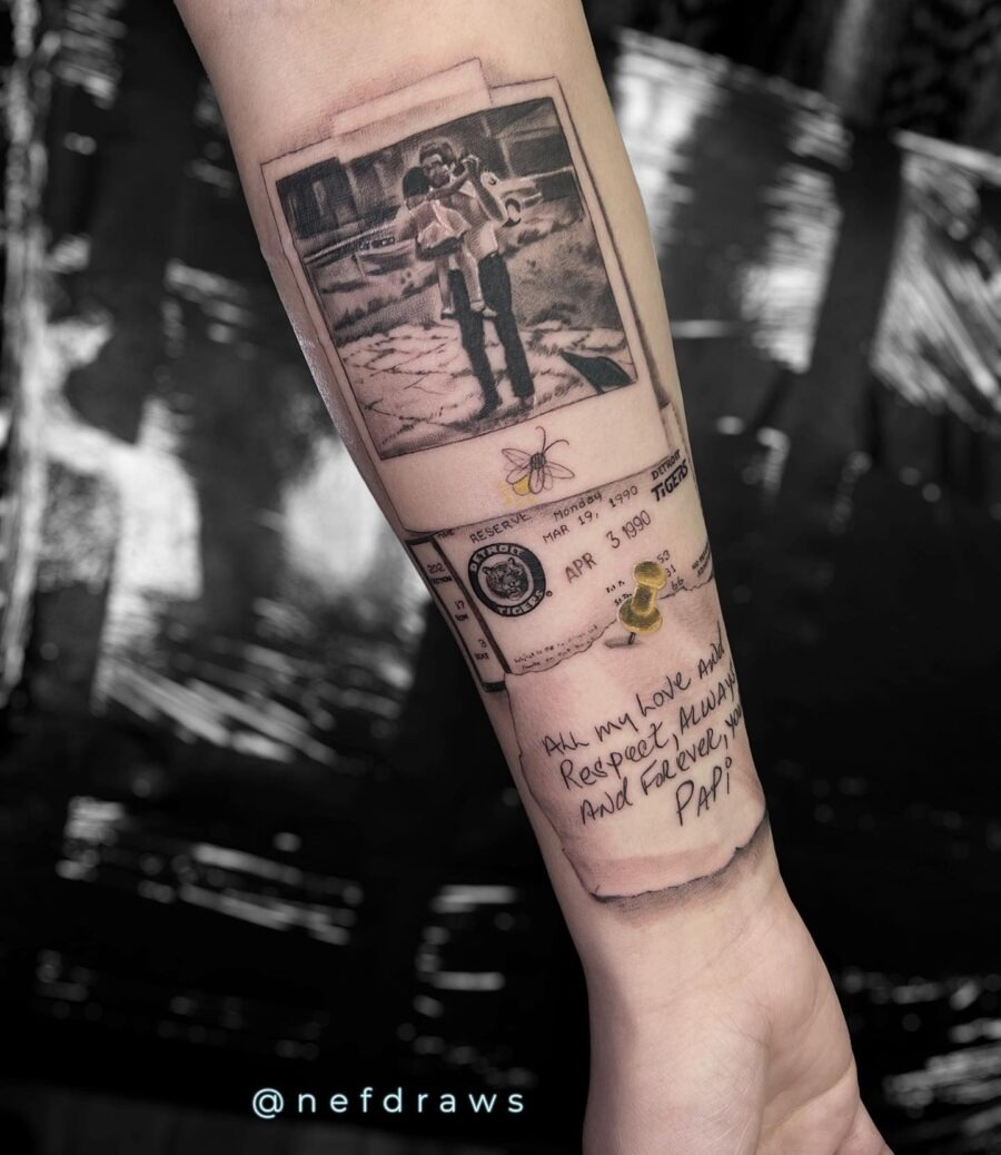 Beautiful family tribute tattoo with heartfelt words Tattoo Design