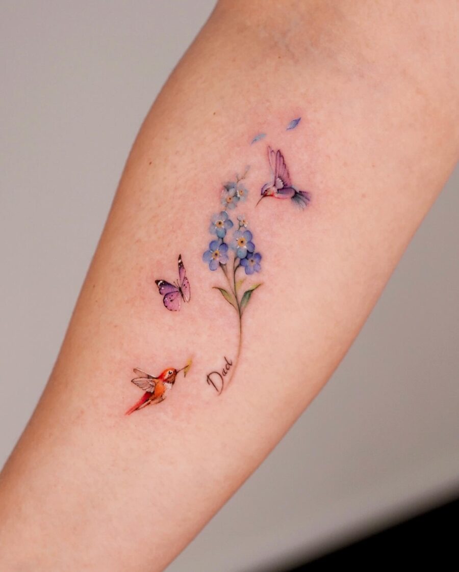 Beautiful memorial tattoo celebrating a dad's love Tattoo Design