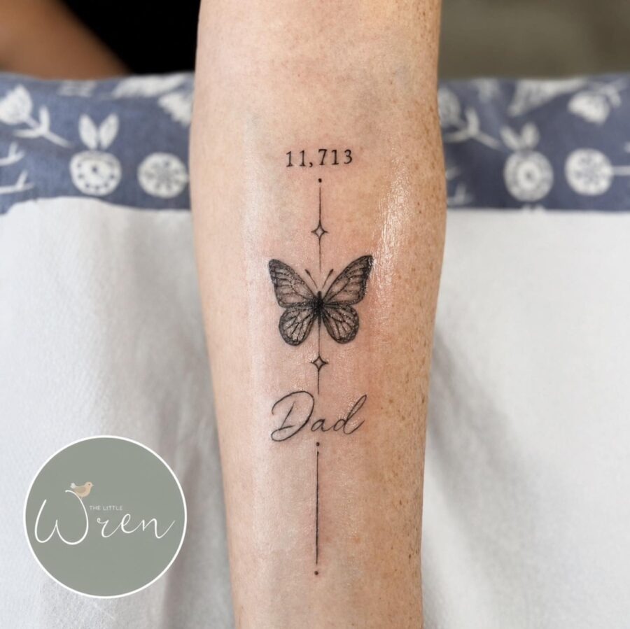 Elegant butterfly tattoo honoring a father’s memory Tattoo Design