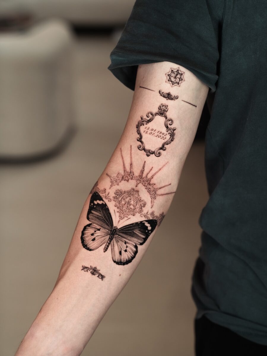 Elegant butterfly tattoo with intricate details Tattoo Design