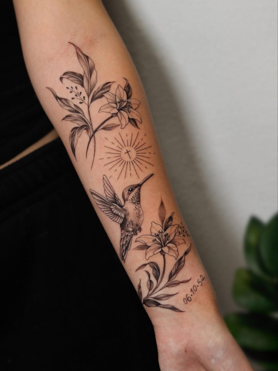 Ethereal hummingbird tribute tattoo Artwork Tattoo Design