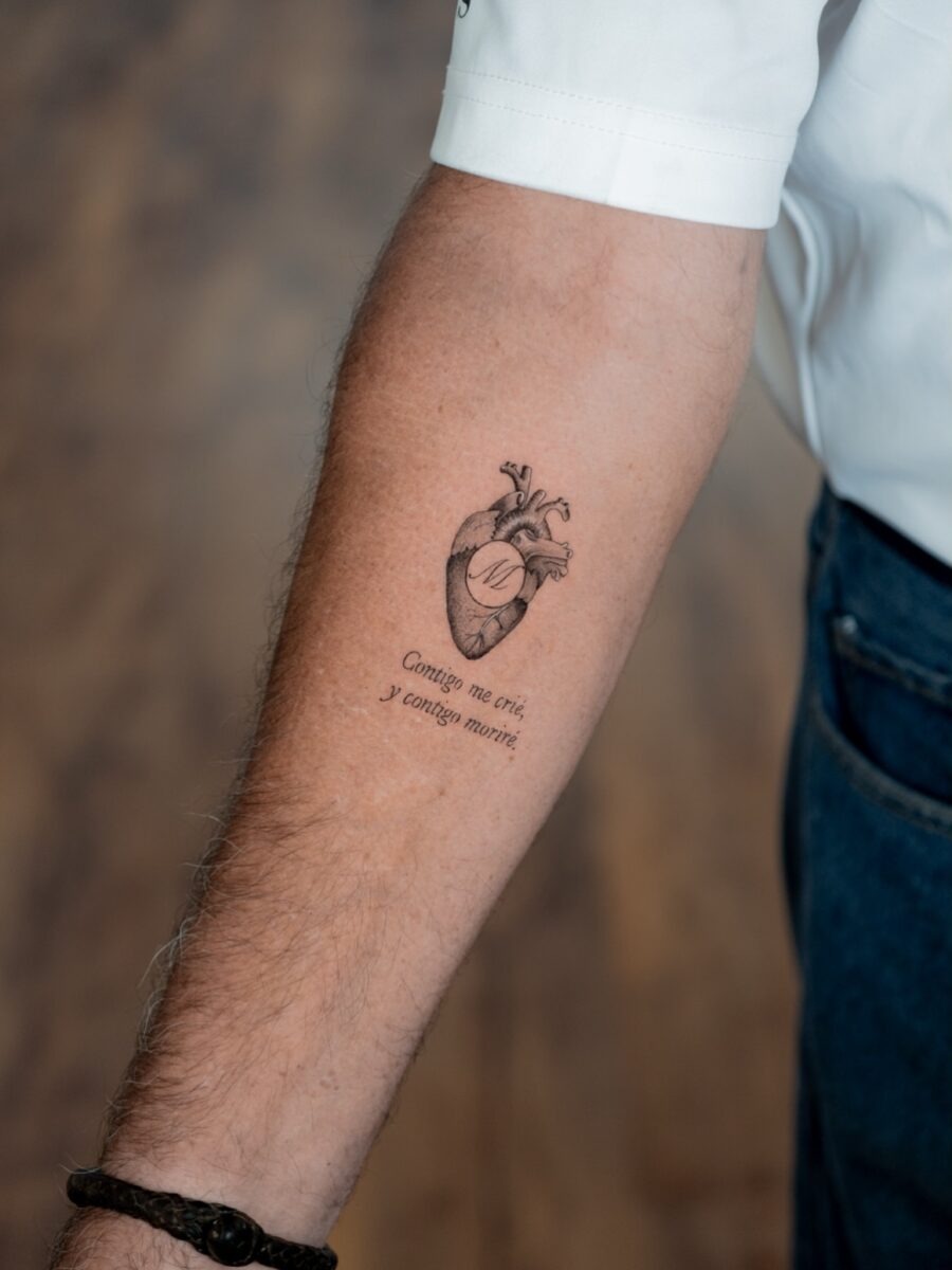 Heart tattoo with a touching quote Tattoo Design