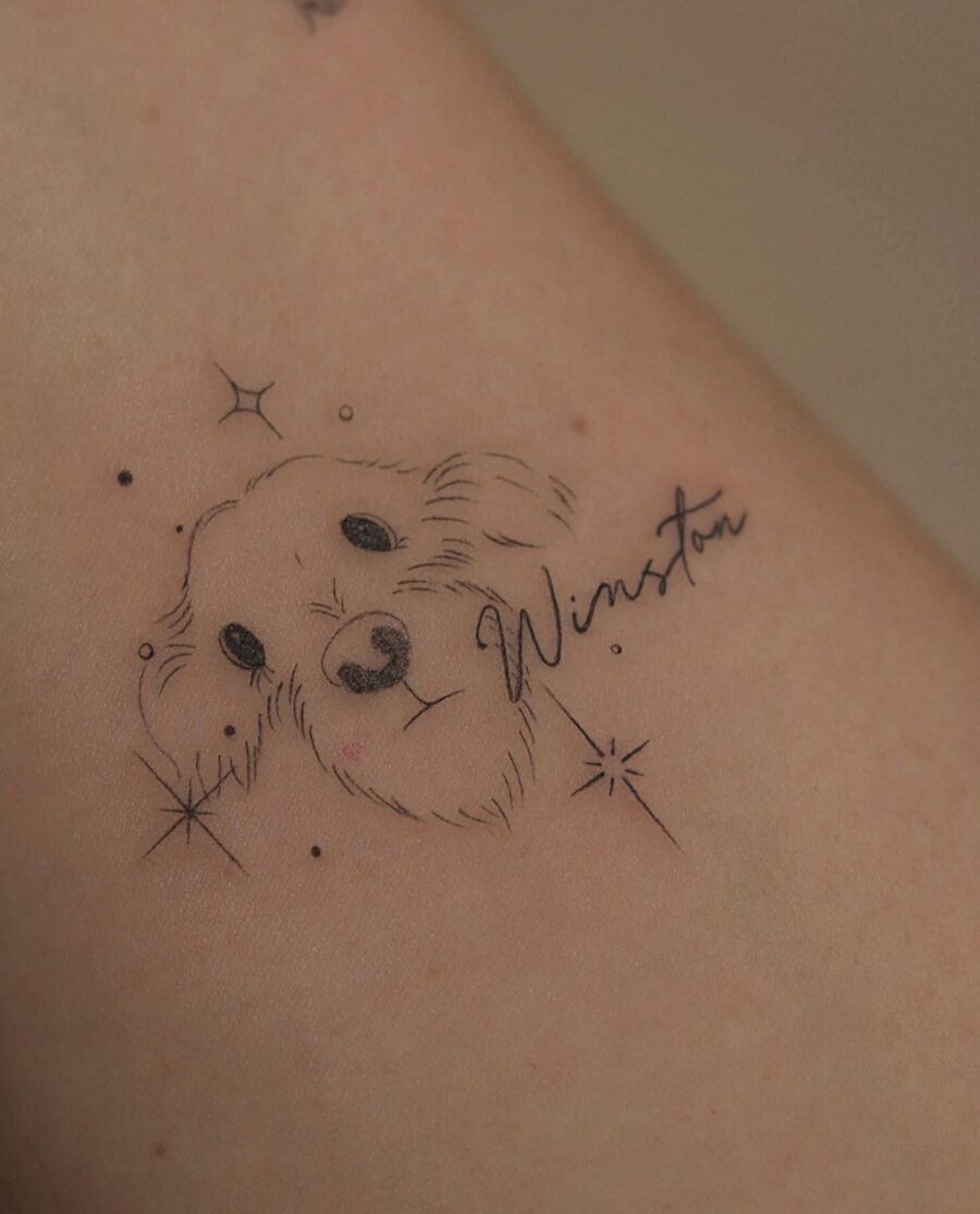 Heartfelt tribute tattoo of a beloved dog Tattoo Design