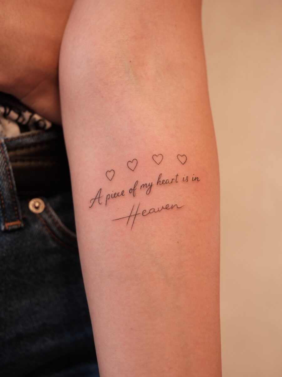 Heartfelt tribute with elegant script tattoo Tattoo Design