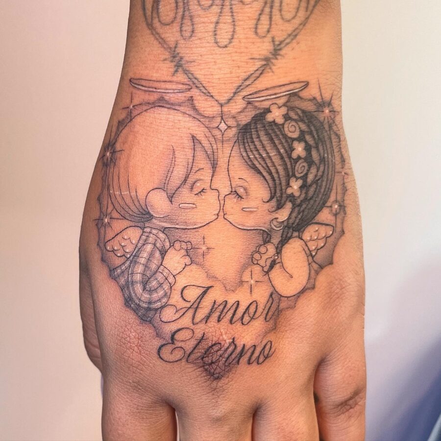 Sweet remembrance in luminous ink style Tattoo Design