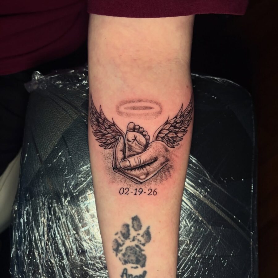 Symbolic tribute with angelic elements tattoo Tattoo Design