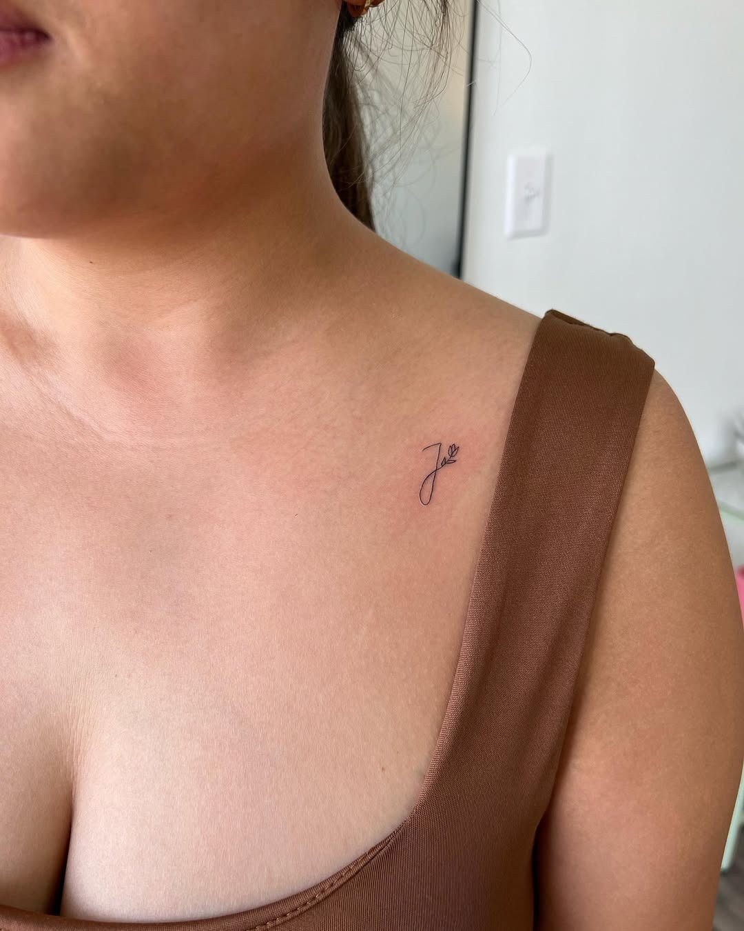 Stylish Initials Tattoo on the Shoulder Tattoo Design