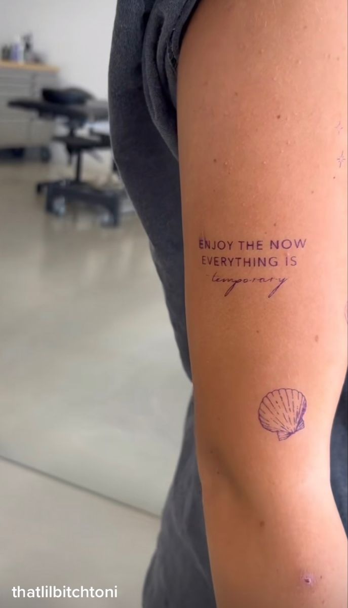 Enjoy the Now, a tattoo design rendered in clean detailed linework.