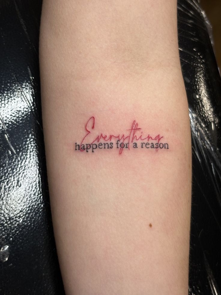 Everything Happens for a Reason, a tattoo design rendered in clean detailed linework for the chest.