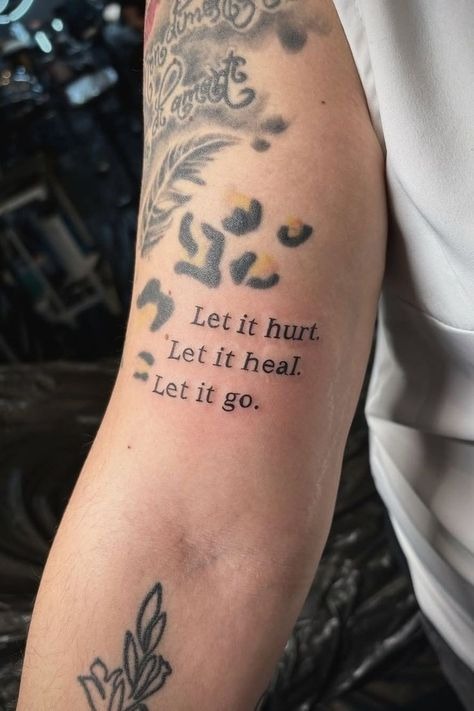 Let It Hurt, Let It Heal, Let It Go, a tattoo design rendered in clean detailed linework.