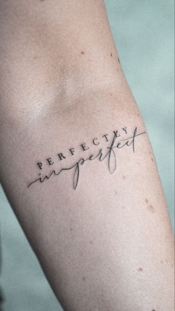 Perfectly Imperfect, a tattoo design rendered in clean detailed linework.