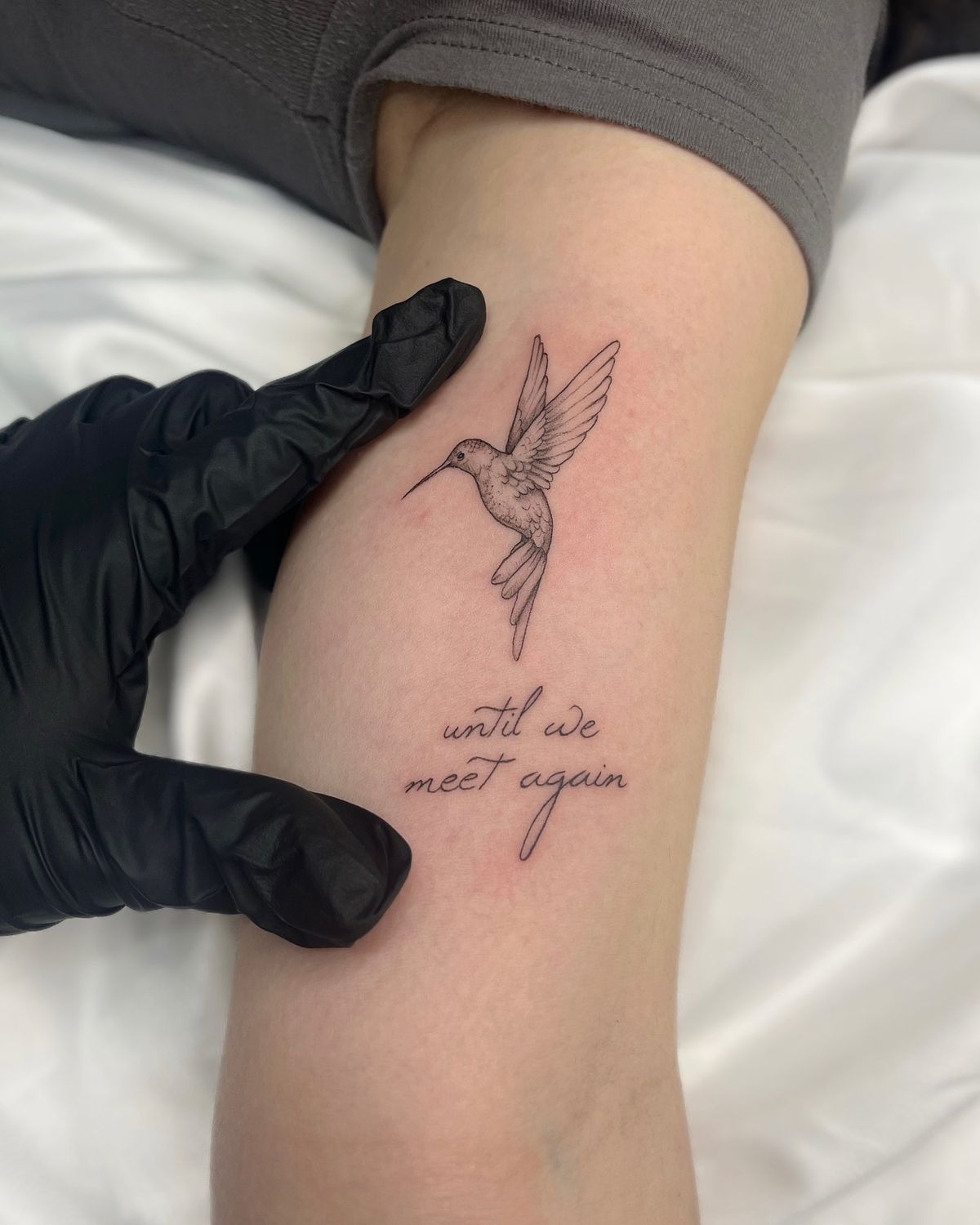 Until We Meet Again, a tattoo design rendered in clean detailed linework.